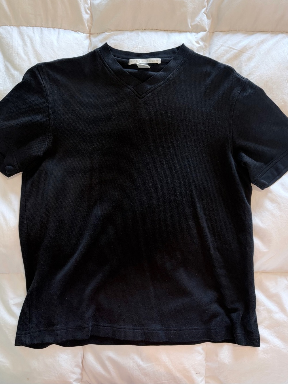 Perry Ellis Black V-Neck Short Sleeve Sweater